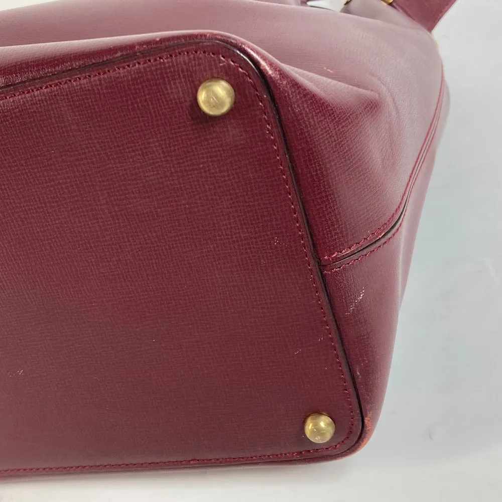 CARTIER Shoulder Bag leather wine-red Must Line purse Women Used Authentic