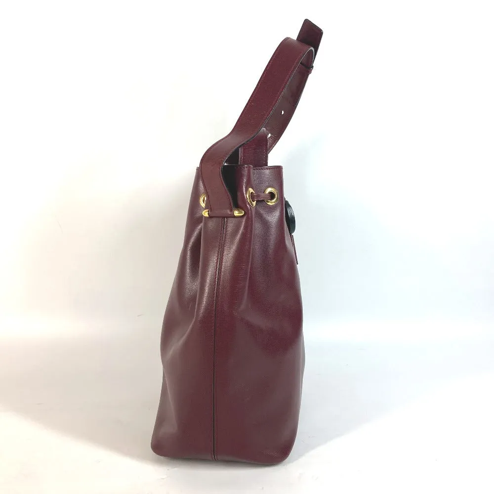 CARTIER Shoulder Bag leather wine-red Must Line purse Women Used Authentic