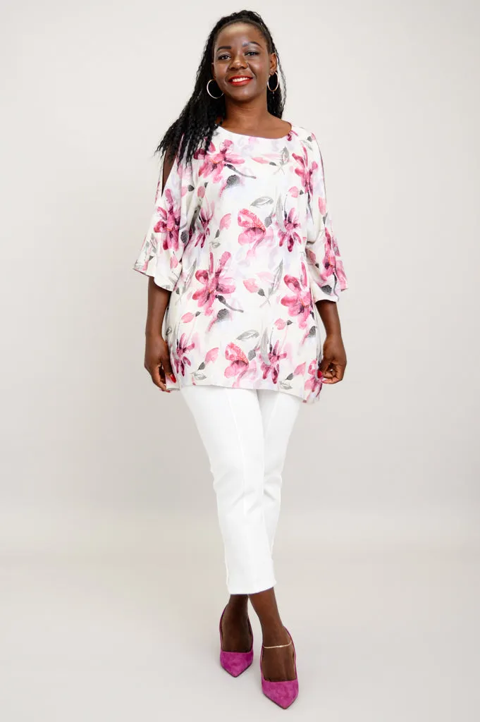 Cassie Top, Flori, Linen Bamboo - Final Sale