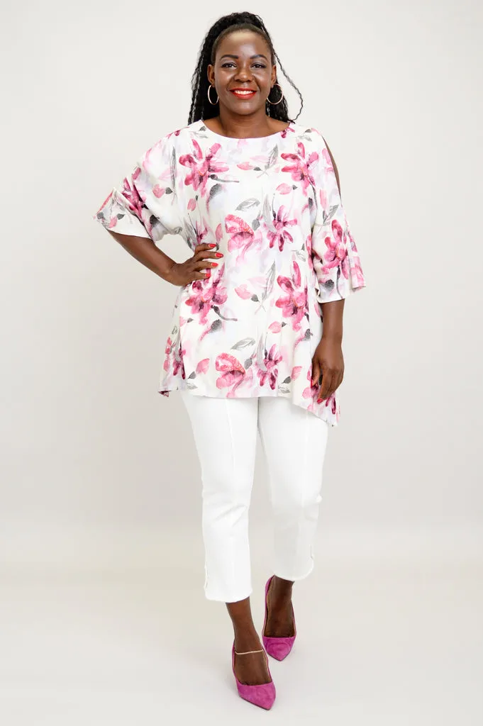 Cassie Top, Flori, Linen Bamboo - Final Sale