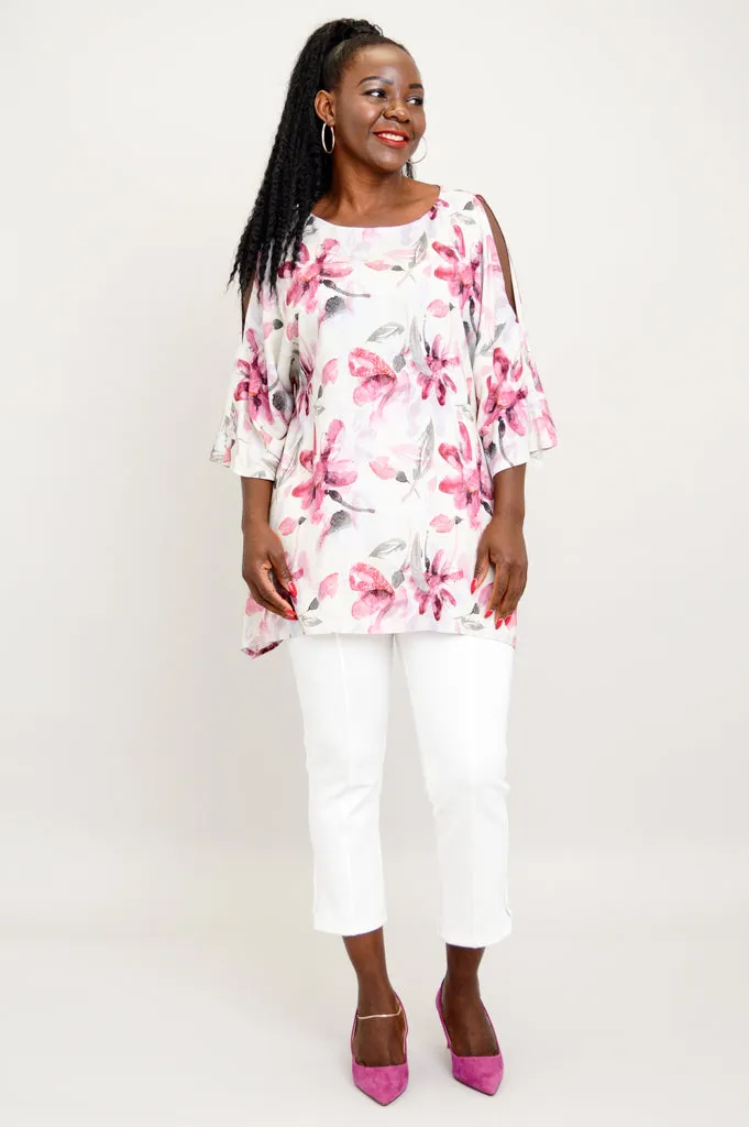 Cassie Top, Flori, Linen Bamboo - Final Sale