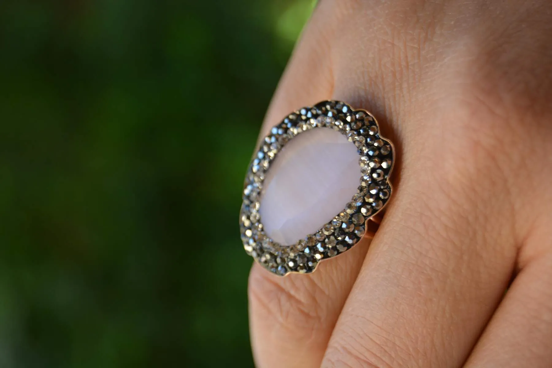 Cat Eye Light Pink Adjustable Ring