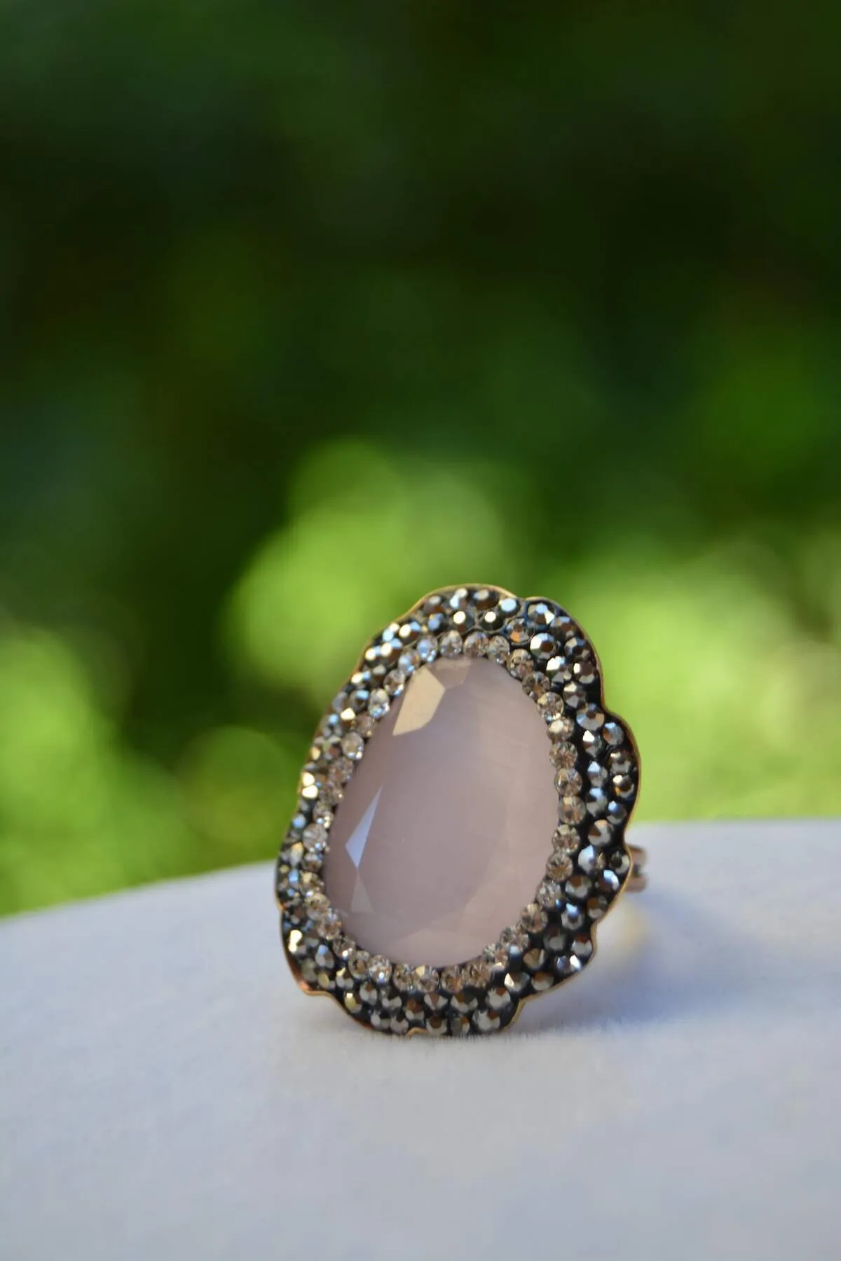 Cat Eye Light Pink Adjustable Ring