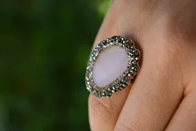 Cat Eye Light Pink Adjustable Ring