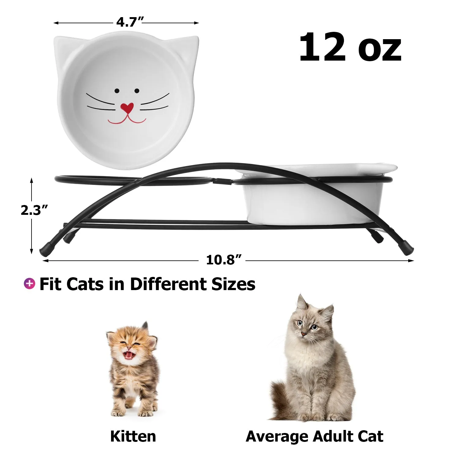 Cat Food Bowls Redear/White