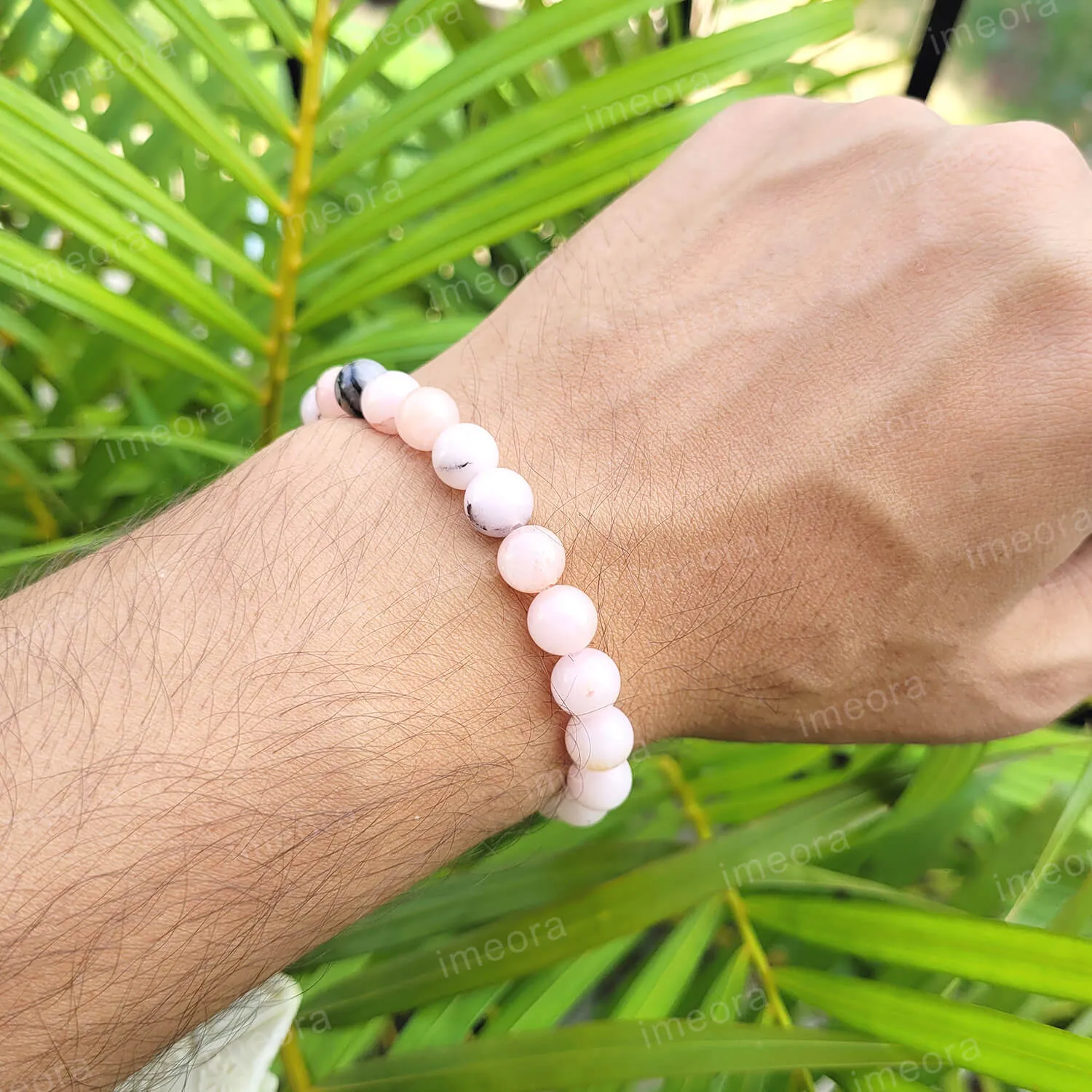 Certified Pink Opal 8mm Natural Stone Bracelet