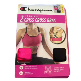 Champion 2 Seamless Criss Cross Sports Bras Small Pink Black