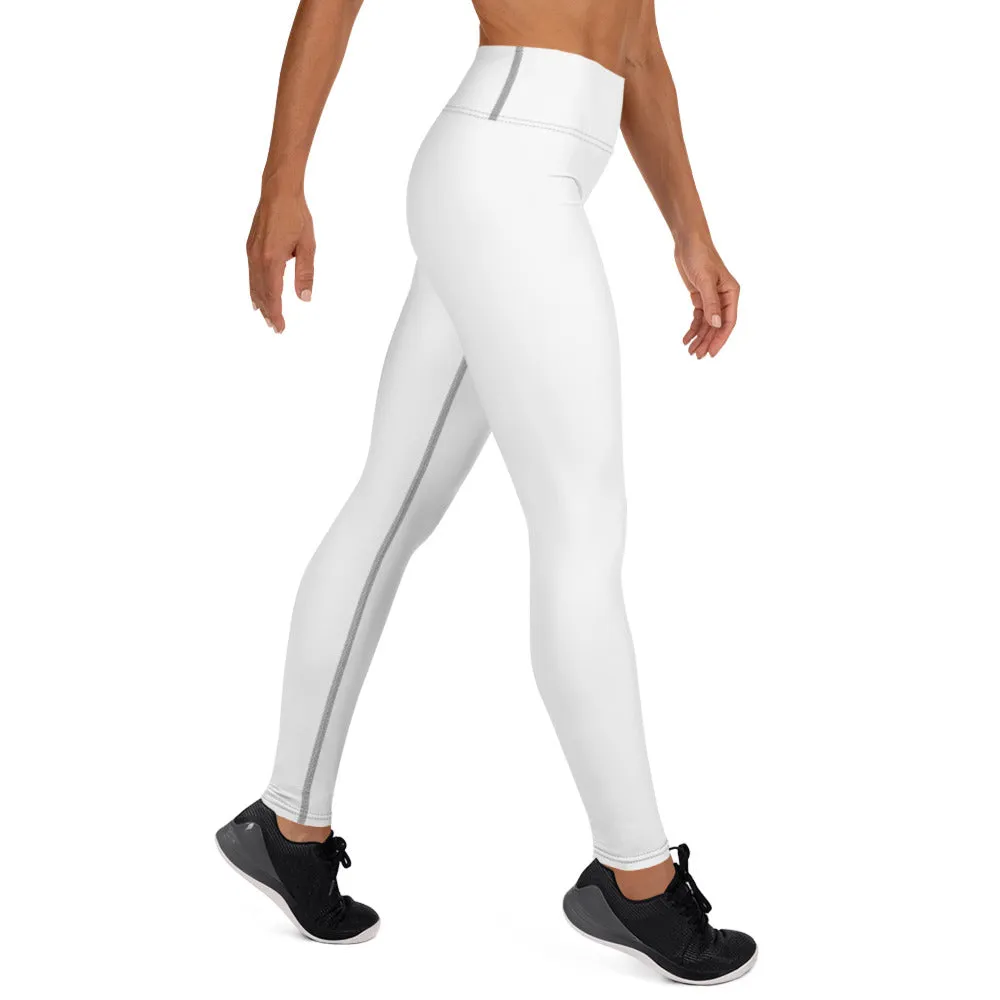 Chic Comfort: Women's Solid Color Workout Yoga Pants - Snow