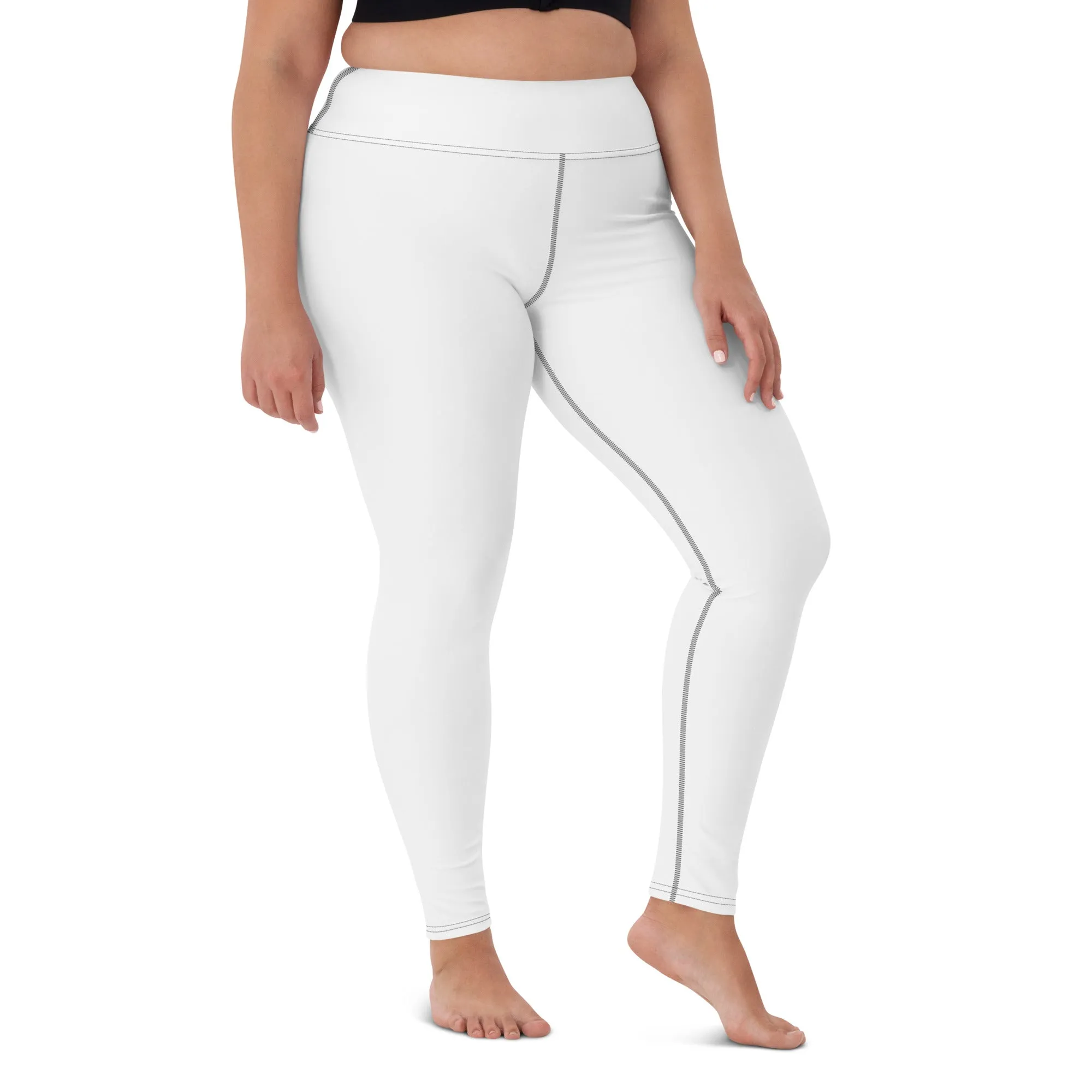 Chic Comfort: Women's Solid Color Workout Yoga Pants - Snow