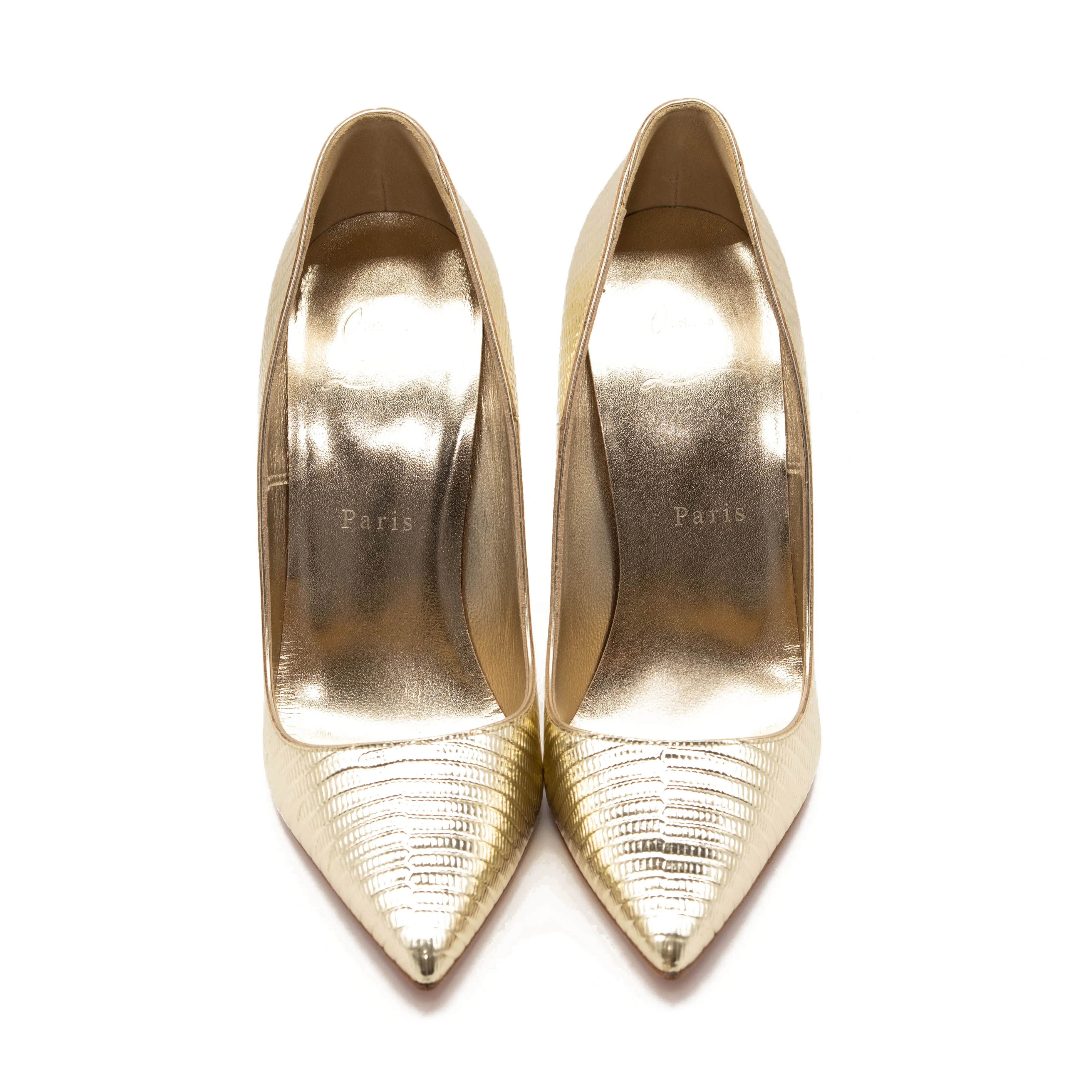 Christian Louboutin So Kate Metallic Pointed Toe Pump (Women) EU 38 Gold