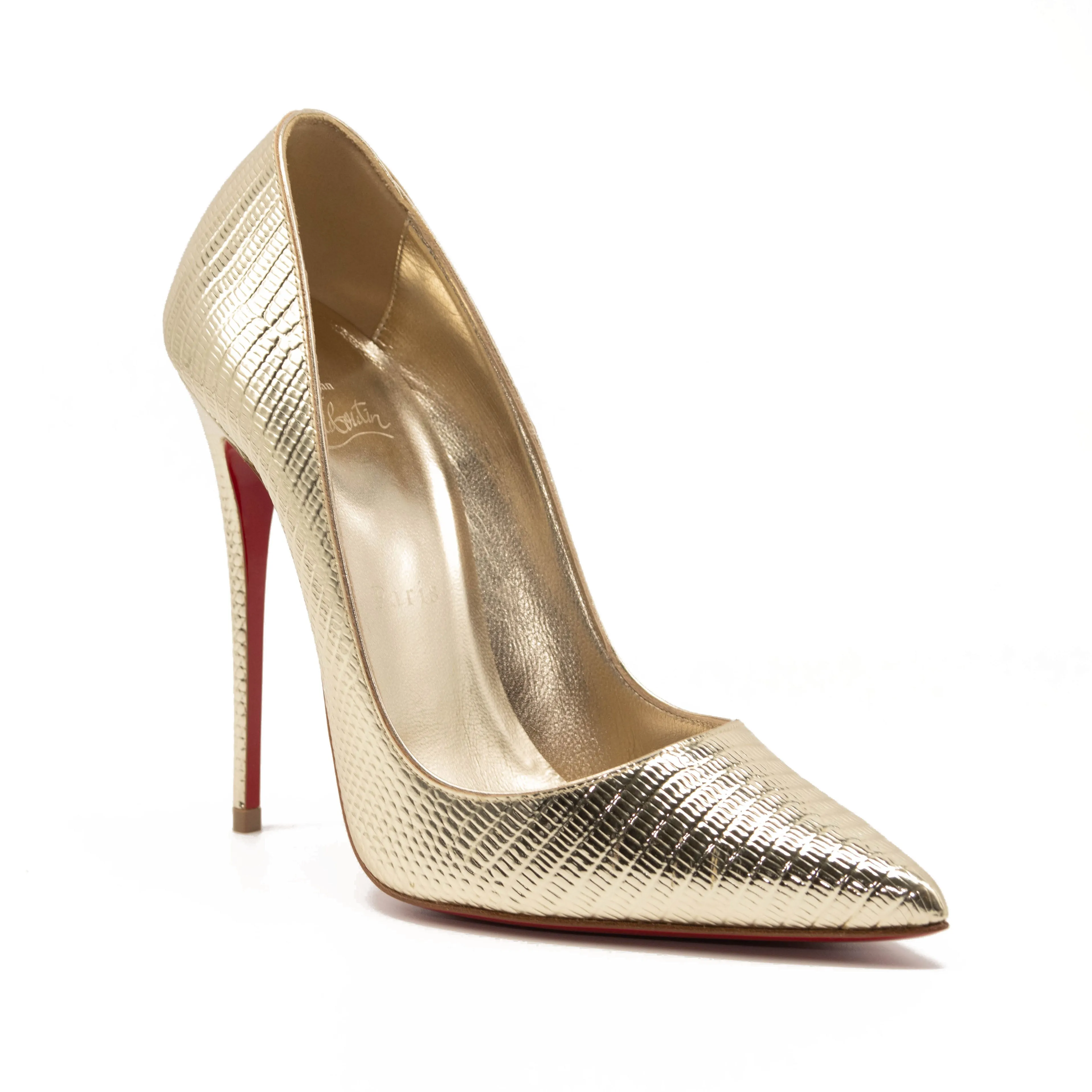 Christian Louboutin So Kate Metallic Pointed Toe Pump (Women) EU 38 Gold