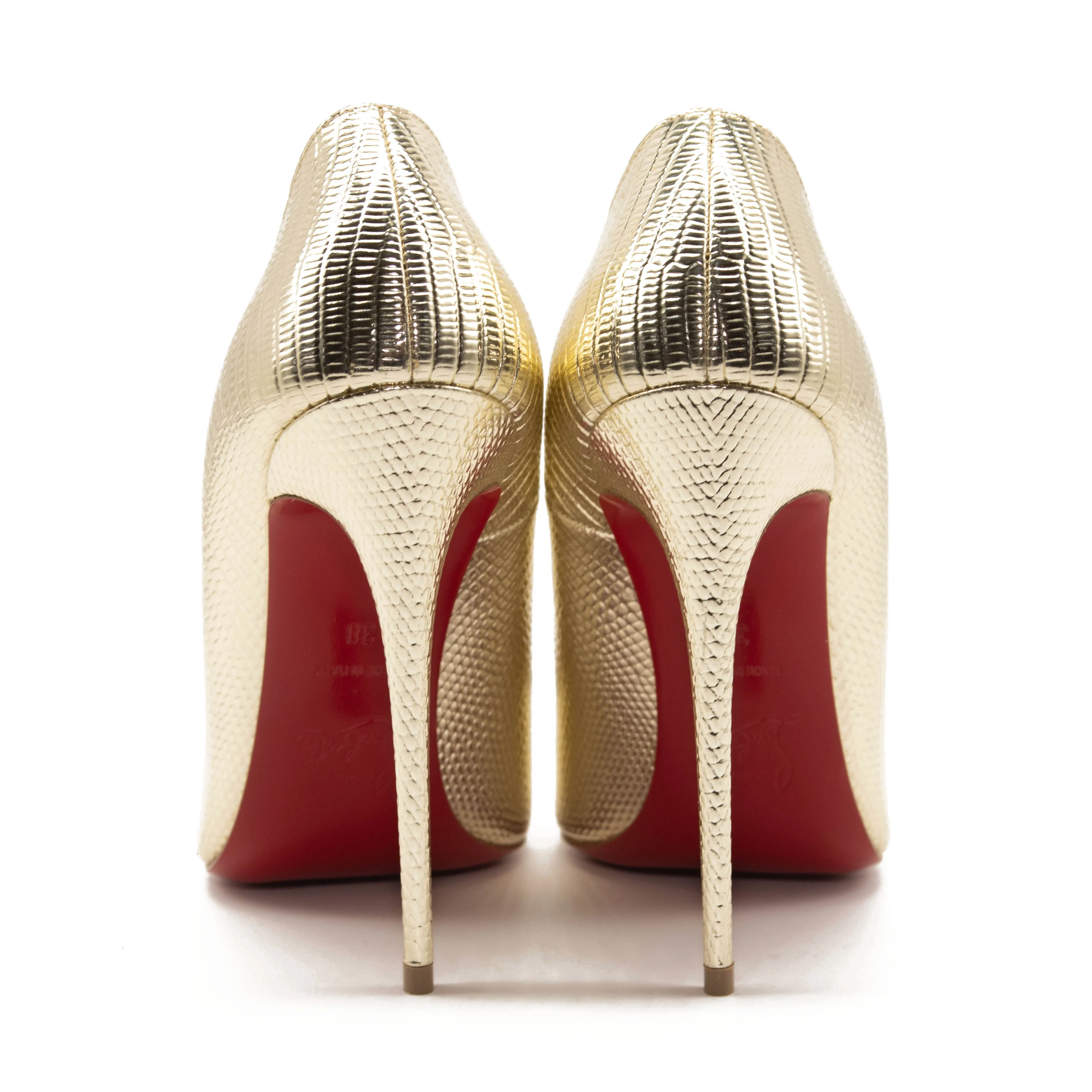 Christian Louboutin So Kate Metallic Pointed Toe Pump (Women) EU 38 Gold