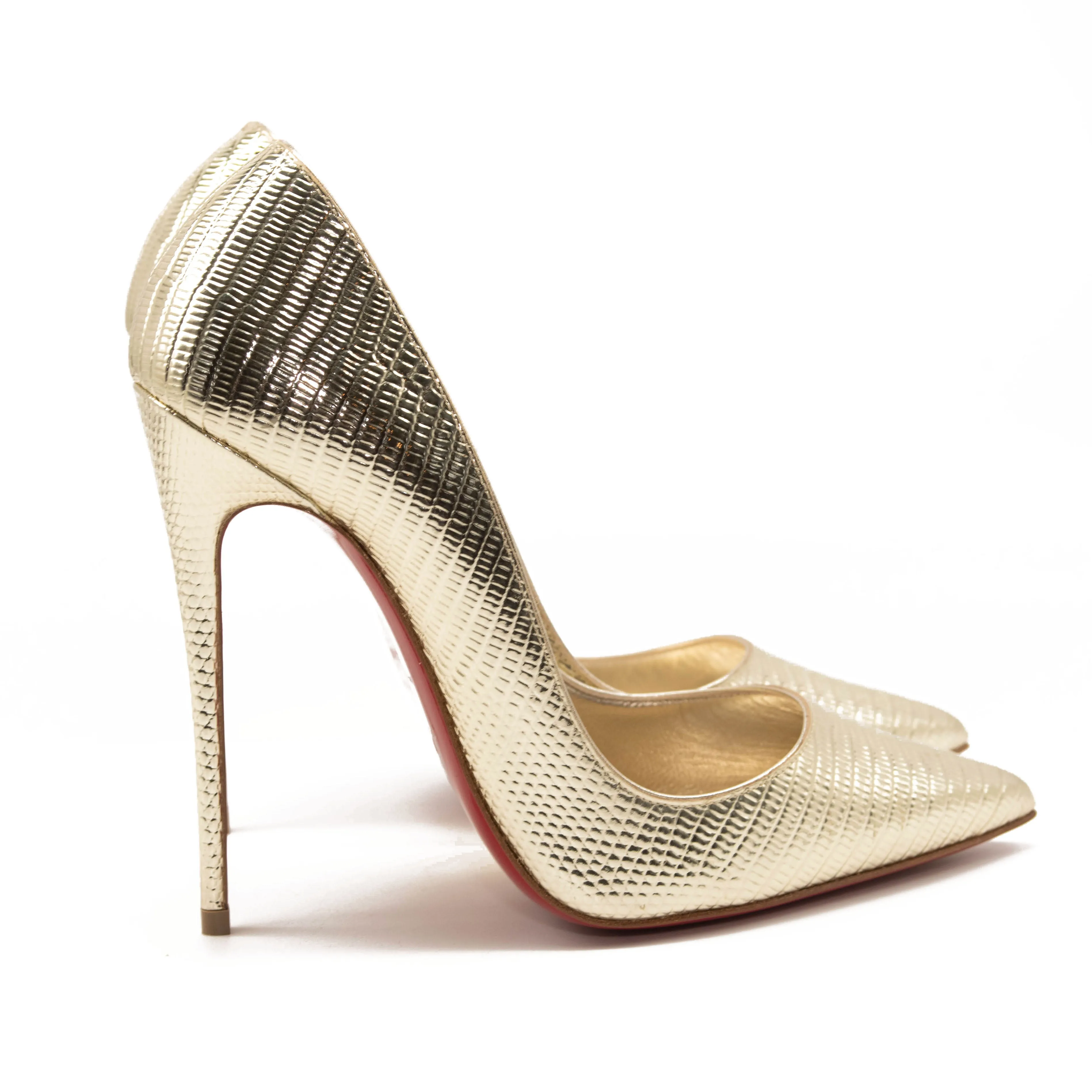 Christian Louboutin So Kate Metallic Pointed Toe Pump (Women) EU 38 Gold