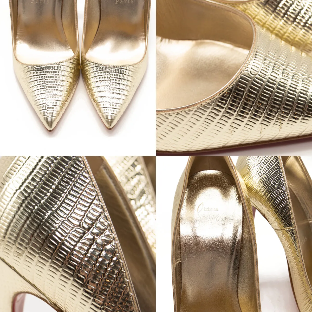 Christian Louboutin So Kate Metallic Pointed Toe Pump (Women) EU 38 Gold