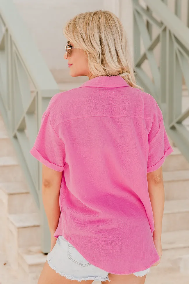 Clear Your Mind Pink Button Front Gauze Blouse FINAL SALE