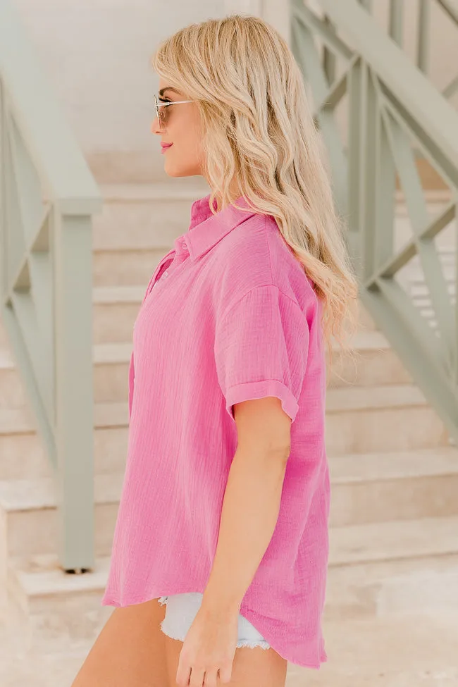 Clear Your Mind Pink Button Front Gauze Blouse FINAL SALE