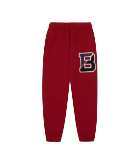 COLLEGIATE CHENILLE PATCH SWEATPANTS - RED