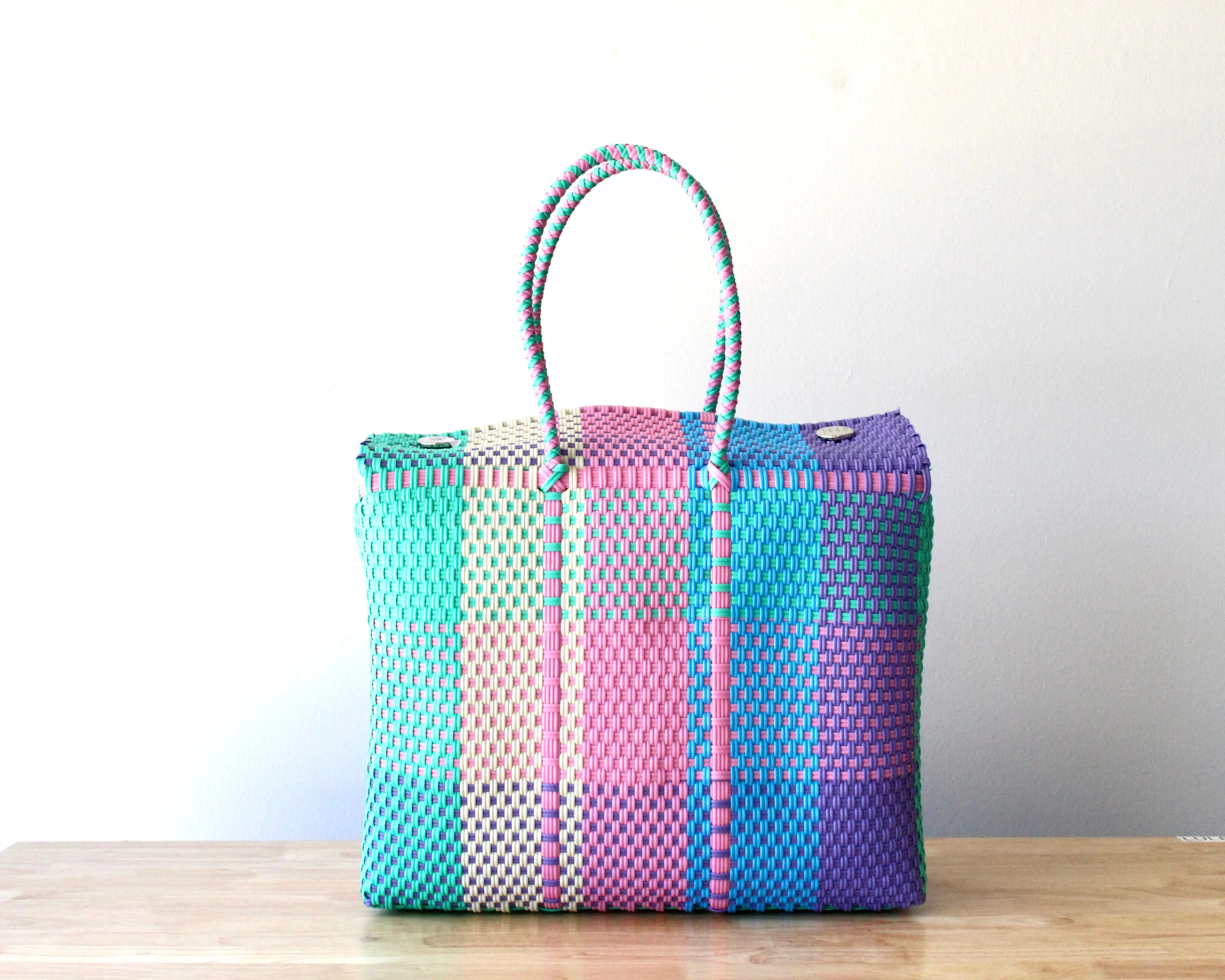 Colorful Plaid Artisan Basket by MexiMexi