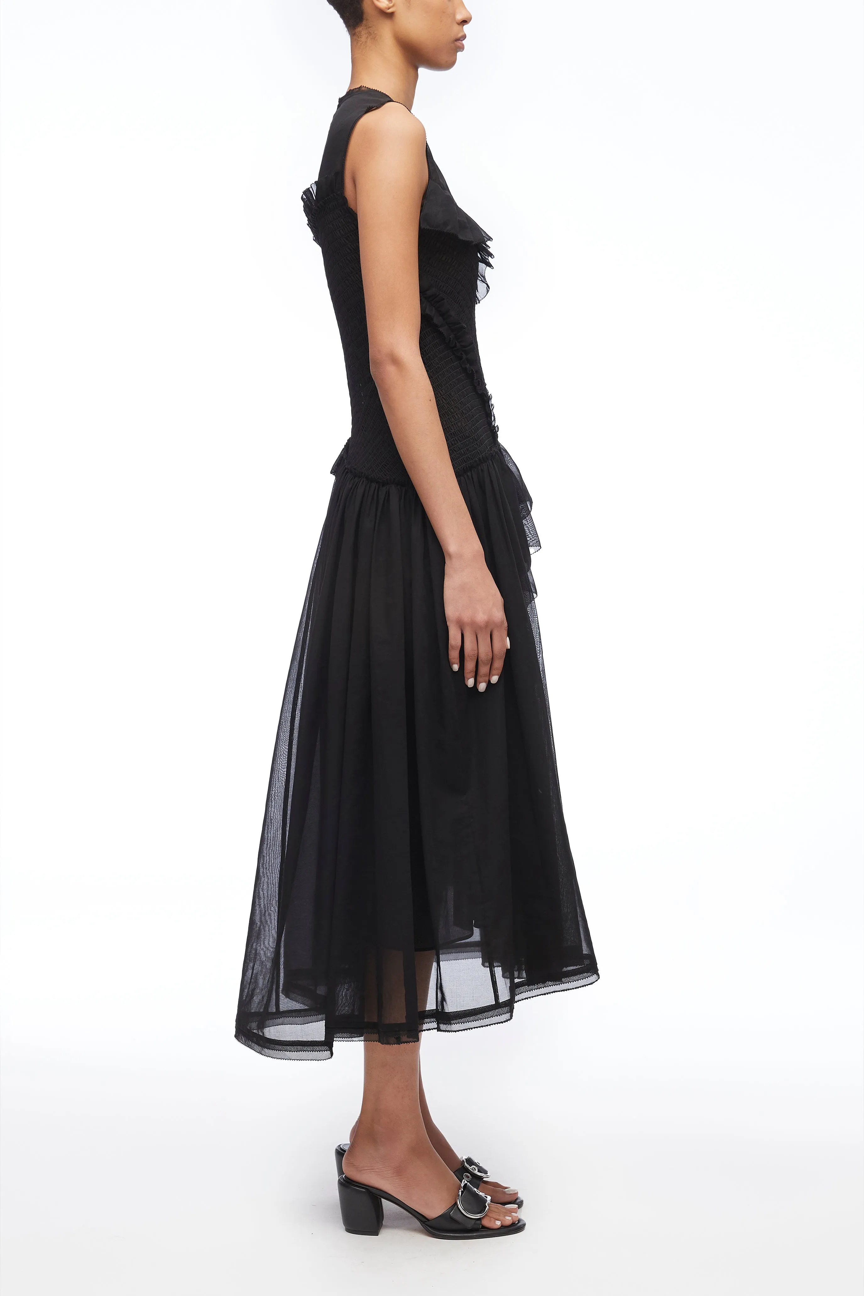 Cotton Voile Sleeveless Midi Dress