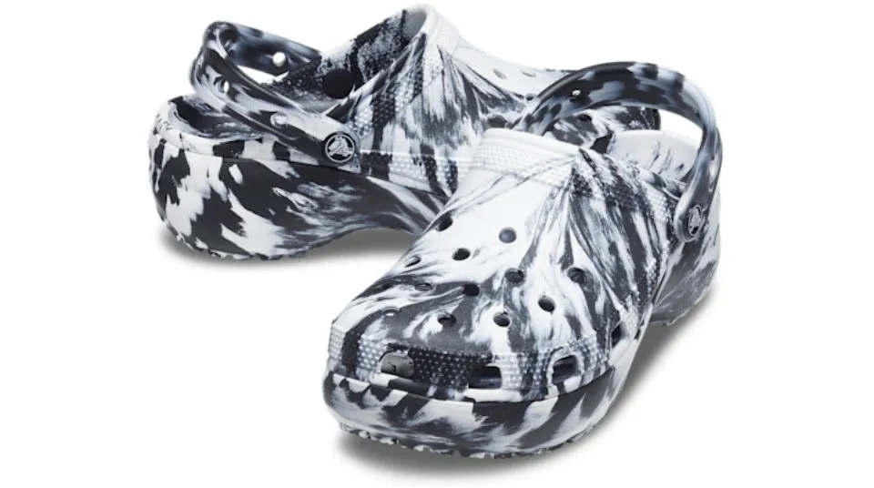 Crocs Classic Platform Marbled Clog Black White