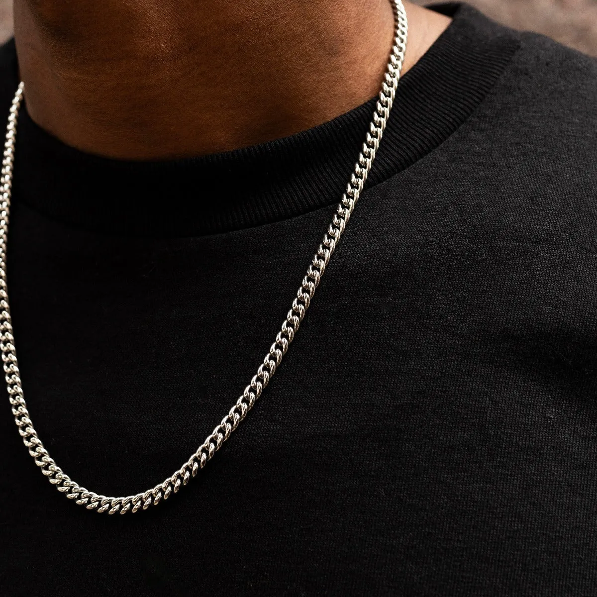 Cuban Link Chain in White Gold - 5mm