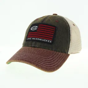 Culver Flag Lake Maxinkuckee Old Favorite Trucker Hat - Black & Burgundy