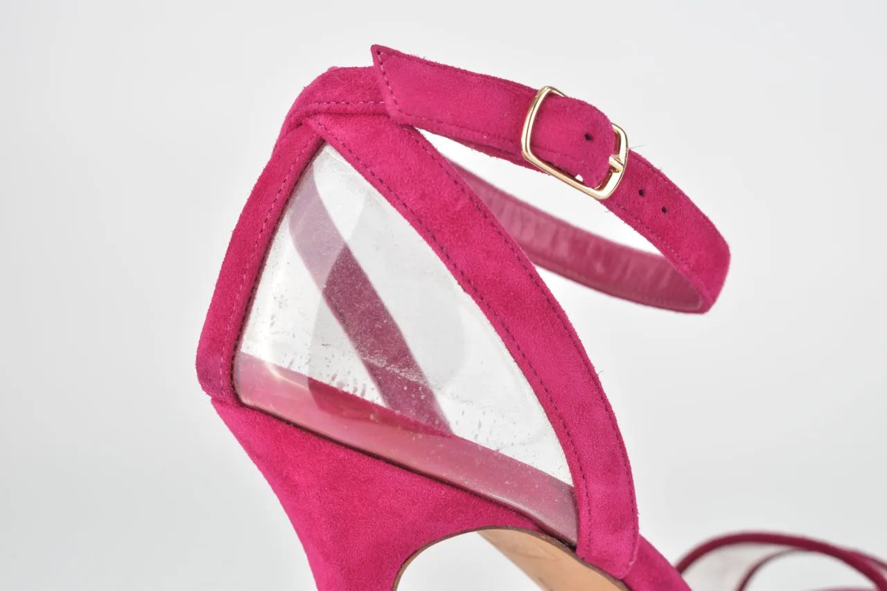 Dandolo Dark Pink Suede Ankle Strap Heels