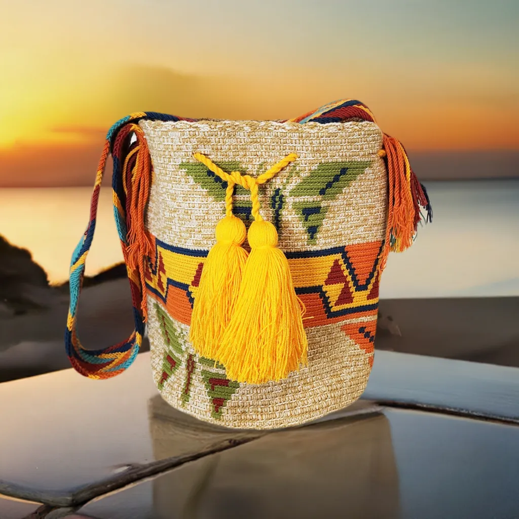 Elaine Large Handmade Crochet Wayuu Mochila Bag