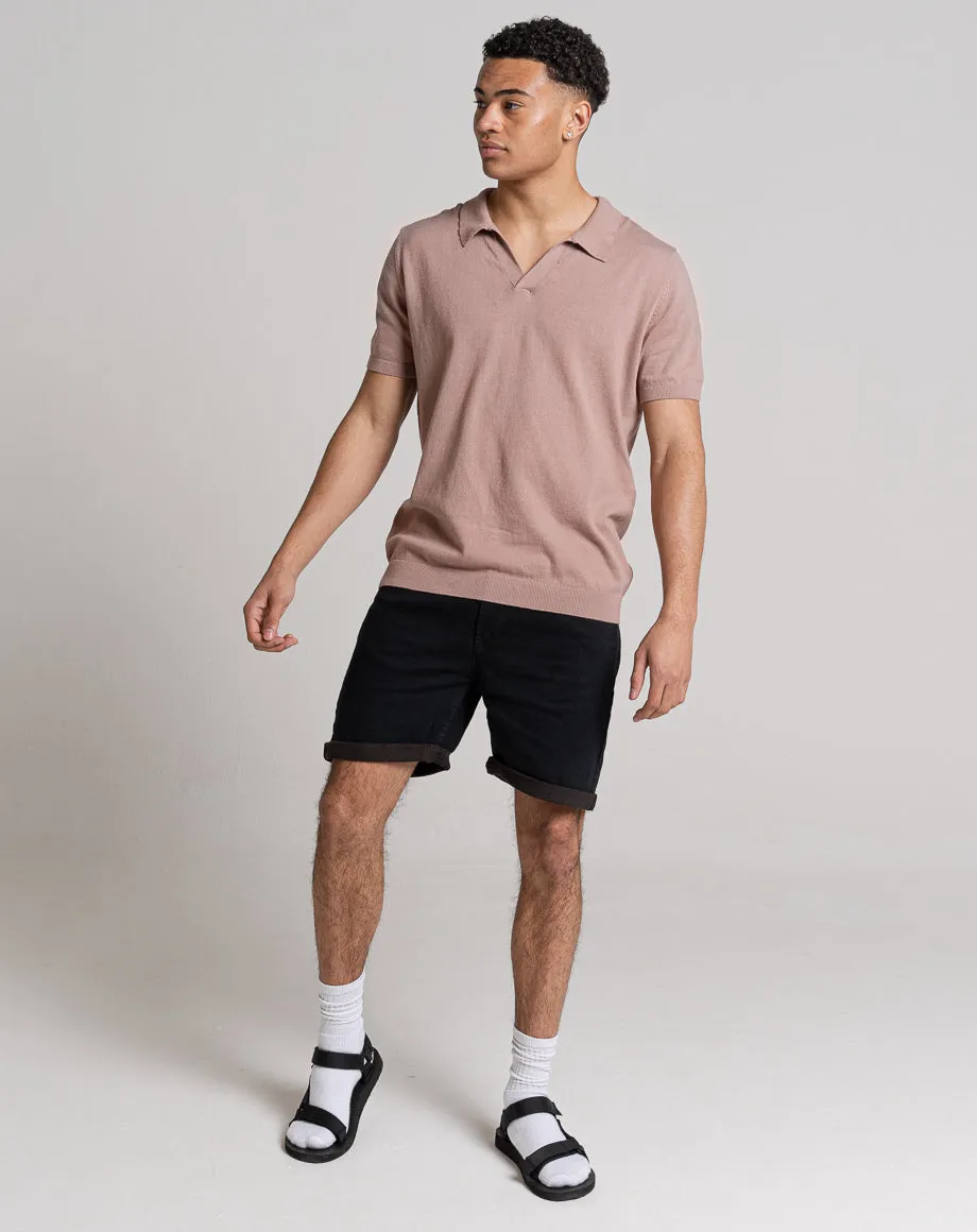 ESSENTIAL SHORT SLEEVE OPEN COLLAR POLO | PINK