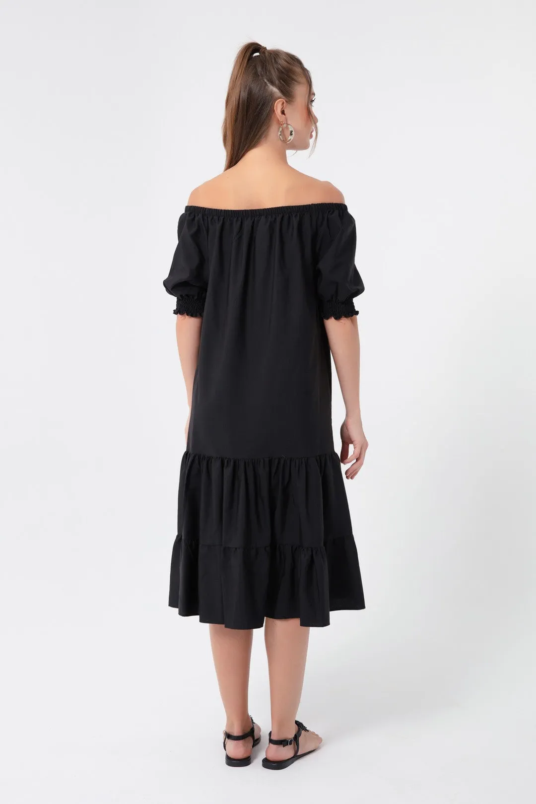 Female Madonna Collar Midi Dress