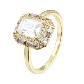 Ferentina | Brownie Ring | 925 Silver | White & Smokey CZ | 18K Gold Plated