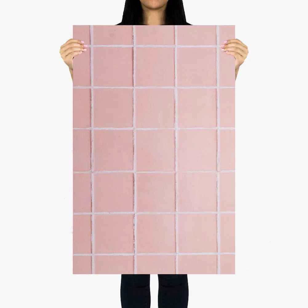 Flat Lay Instagram Backdrop - 'Balmoral' Pink Square Tiles (56cm x 87cm)