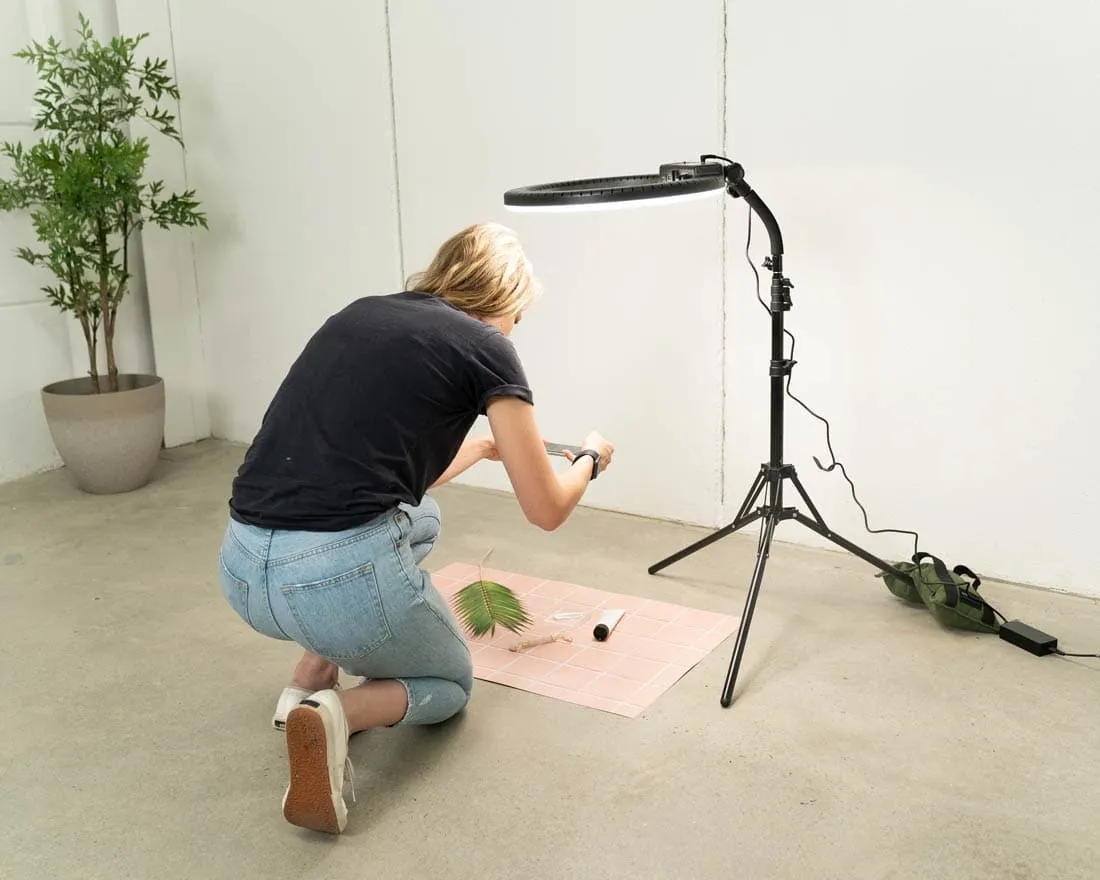 Flat Lay Instagram Backdrop - 'Balmoral' Pink Square Tiles (56cm x 87cm)