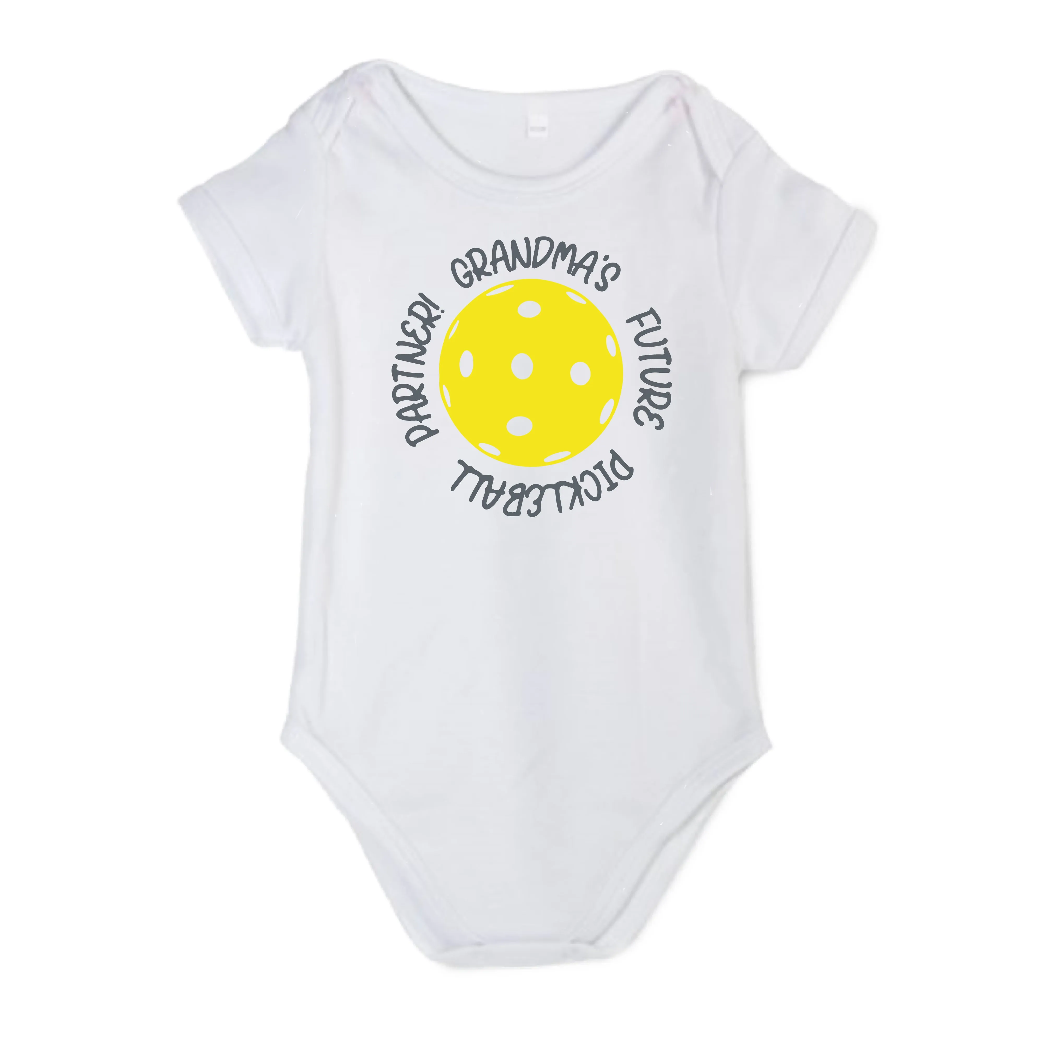 Future Grandma Or Grandpa Pickleball Partner | Infant Short Sleeve Onesie | 100% Cotton