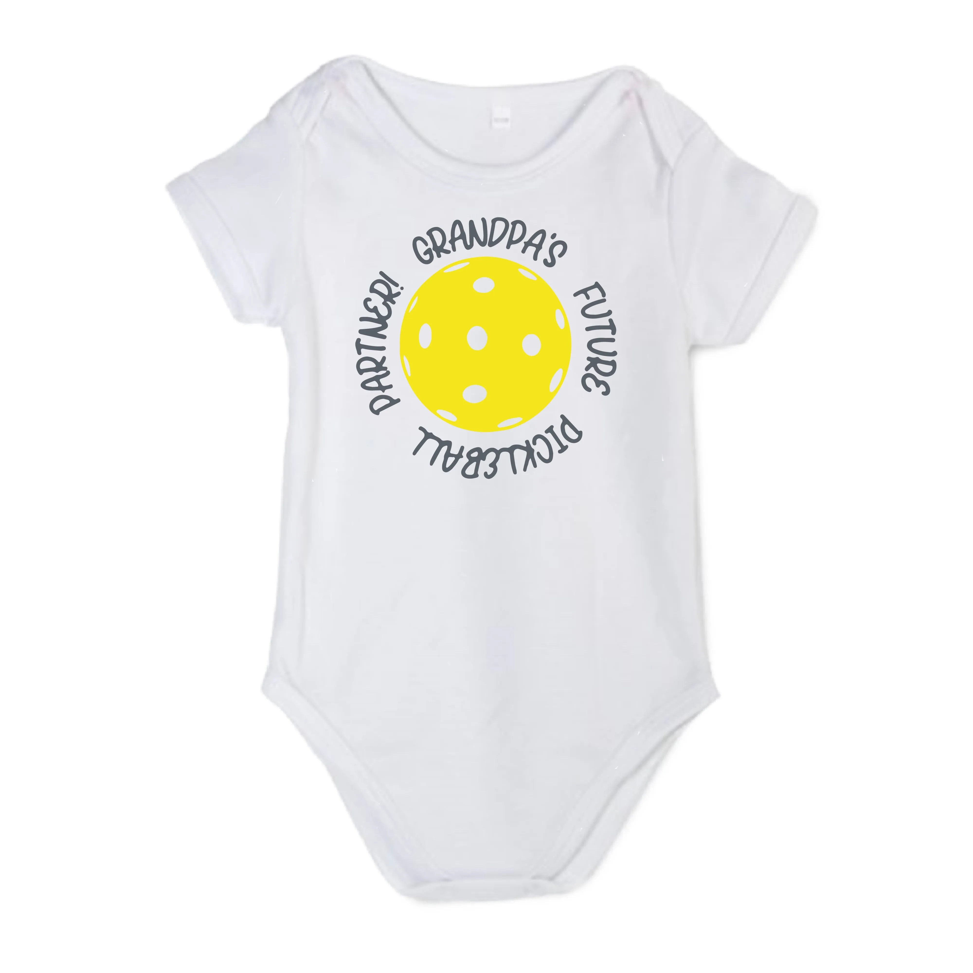 Future Grandma Or Grandpa Pickleball Partner | Infant Short Sleeve Onesie | 100% Cotton