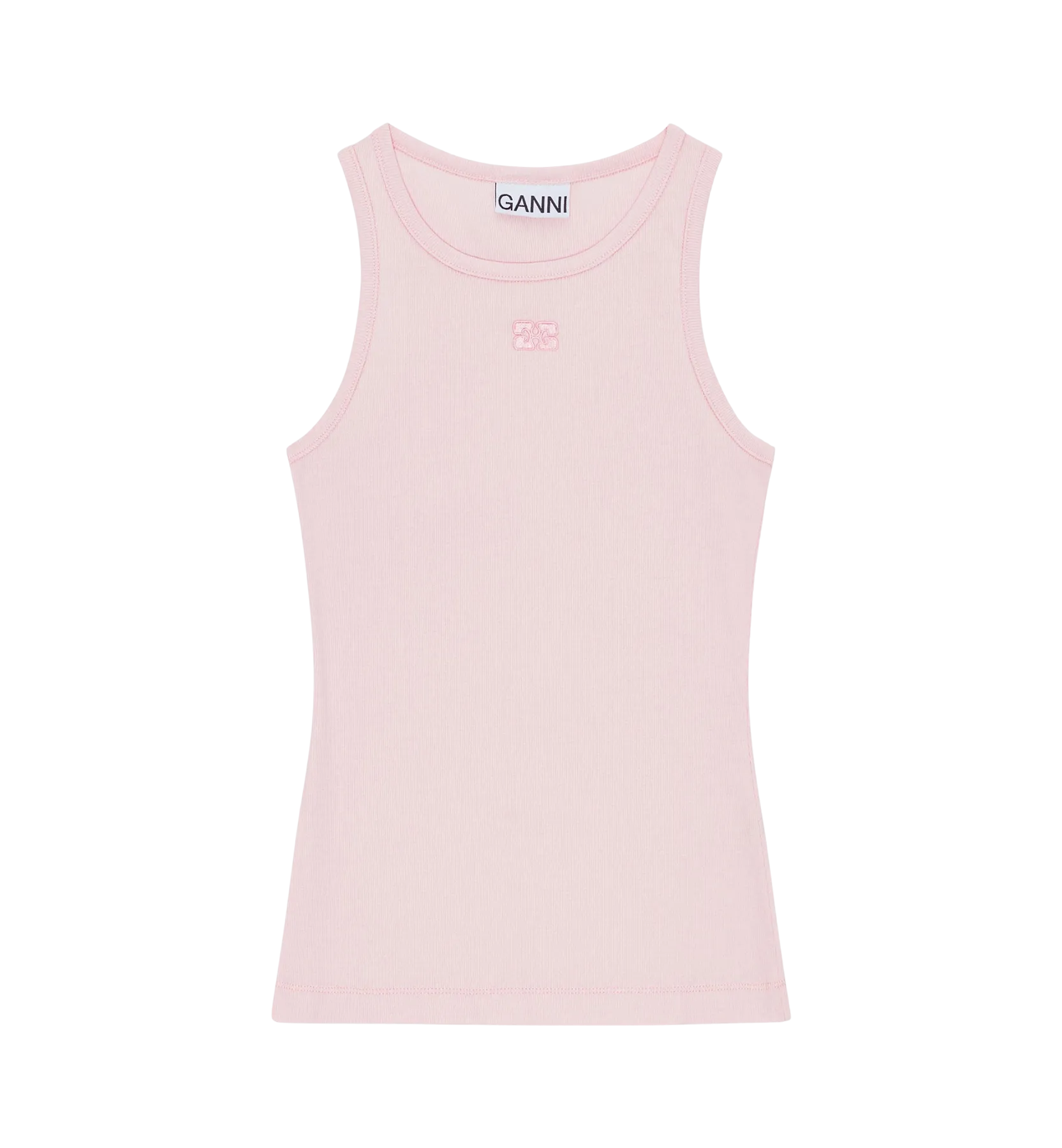 GANNI Pink Rib Tank Top