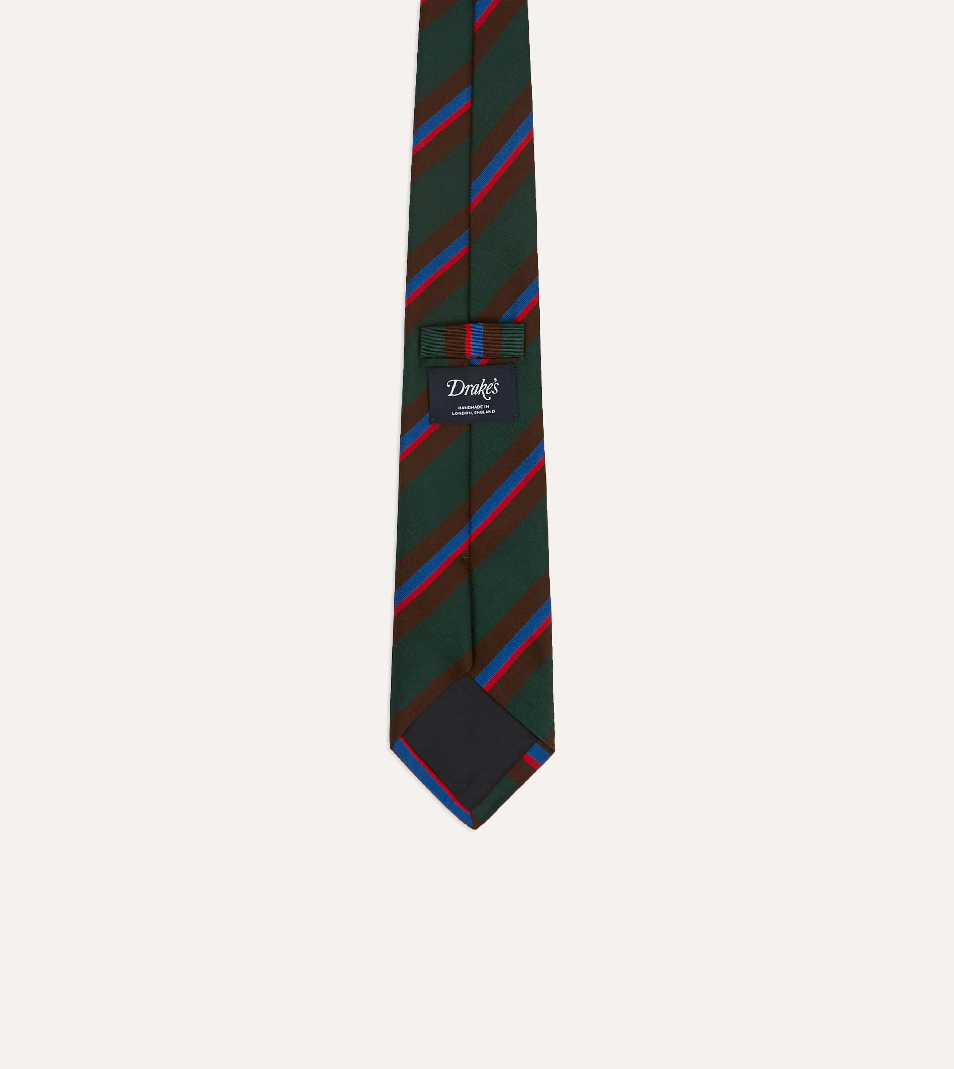 Green and Brown Stripe Silk Mogador Tipped Tie