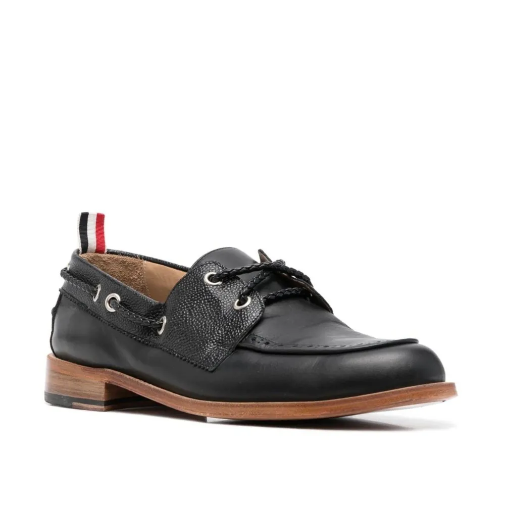 Grosgrain-Loop Trim Lace-Up Shoes