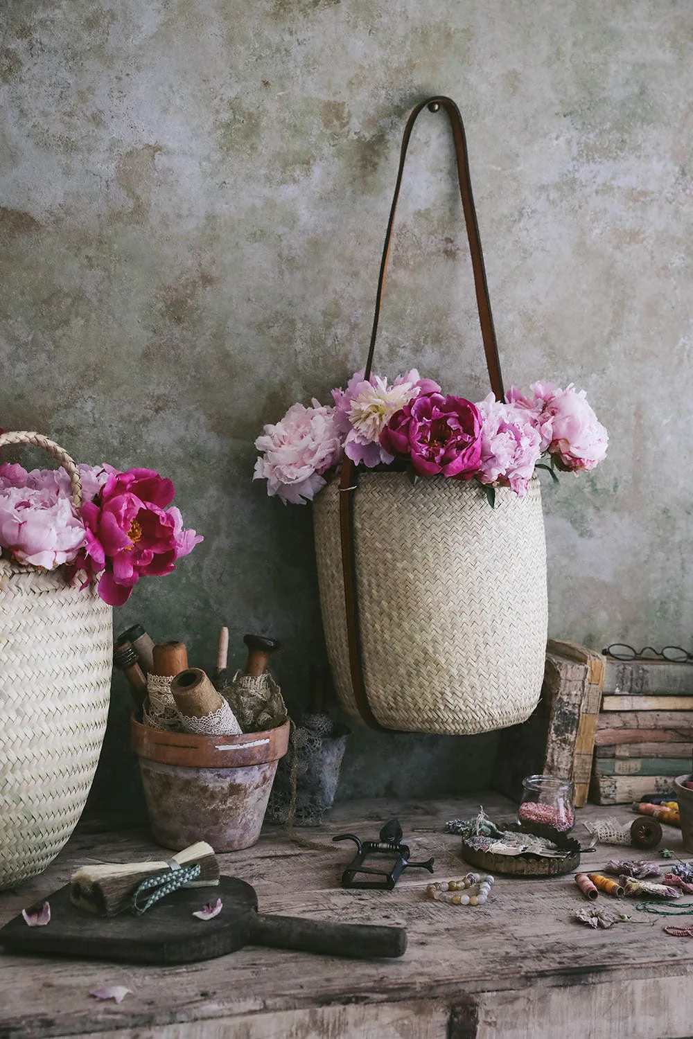 Handwoven Palm Leaf Bucket Tote