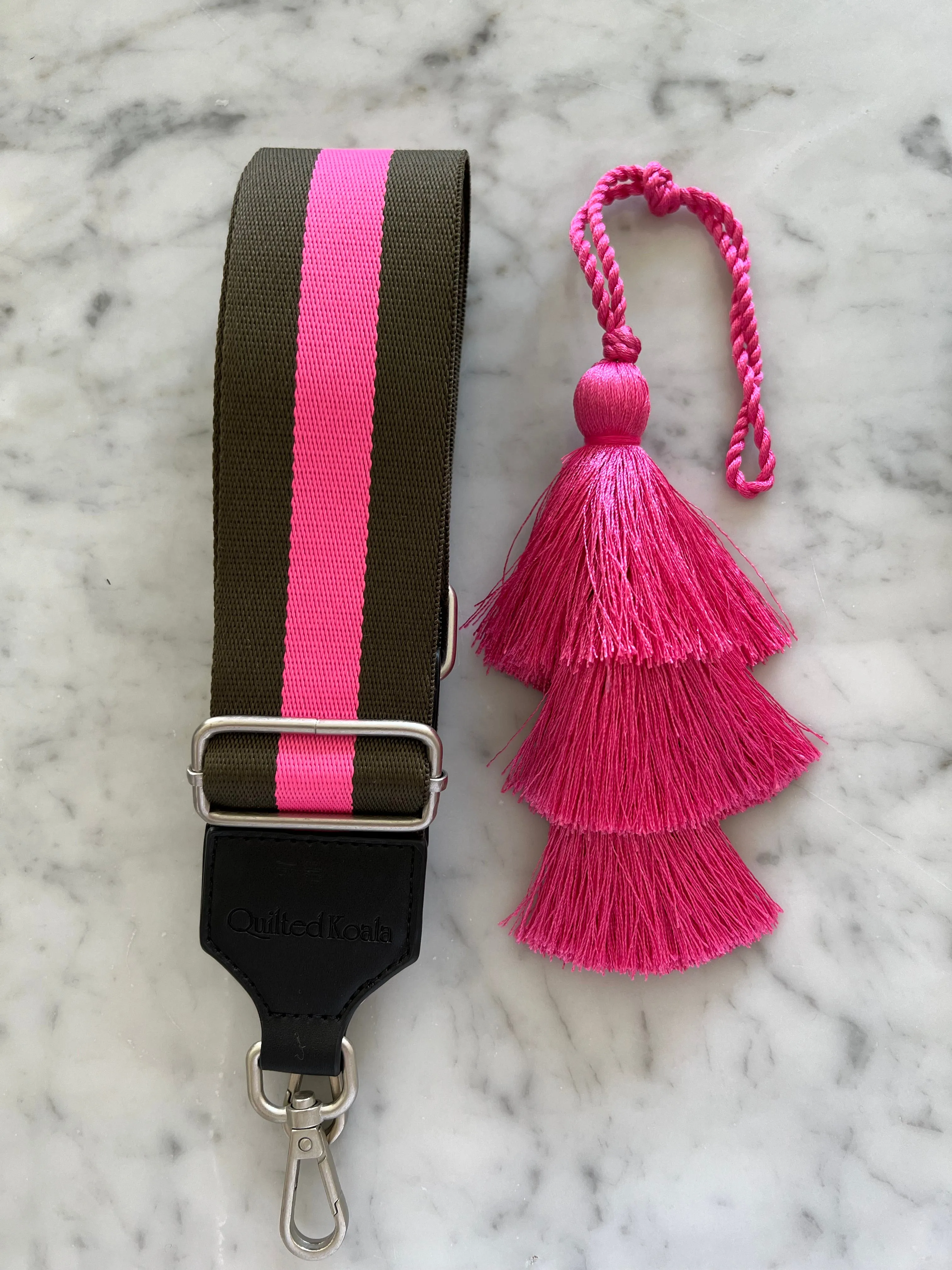 HOLIDAY SET - Koala Navy and Pink Strap and Pink Tassel