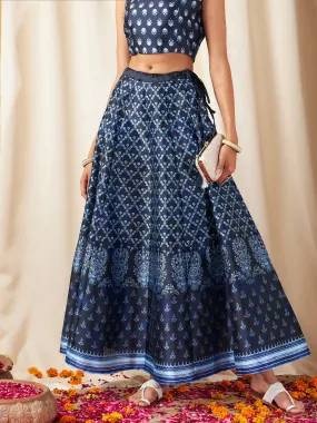 Indigo Kali Floral Anarkali Skirt