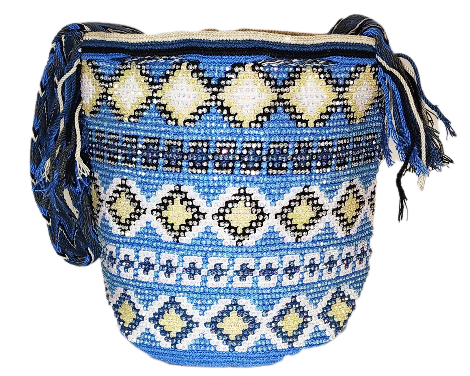 Iris Handmade Crochet Wayuu Mochila Bag with Crystals