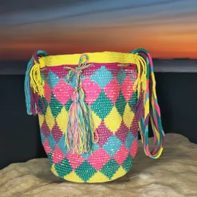 Isabelle Handmade Crochet Wayuu Mochila Bag with Crystals