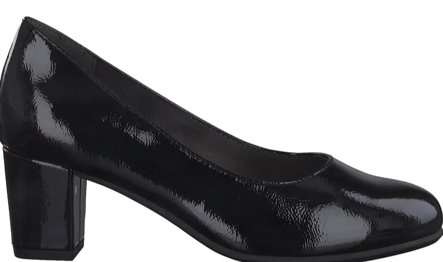 Jana Ladies Black Heel Court Shoe 22469-018