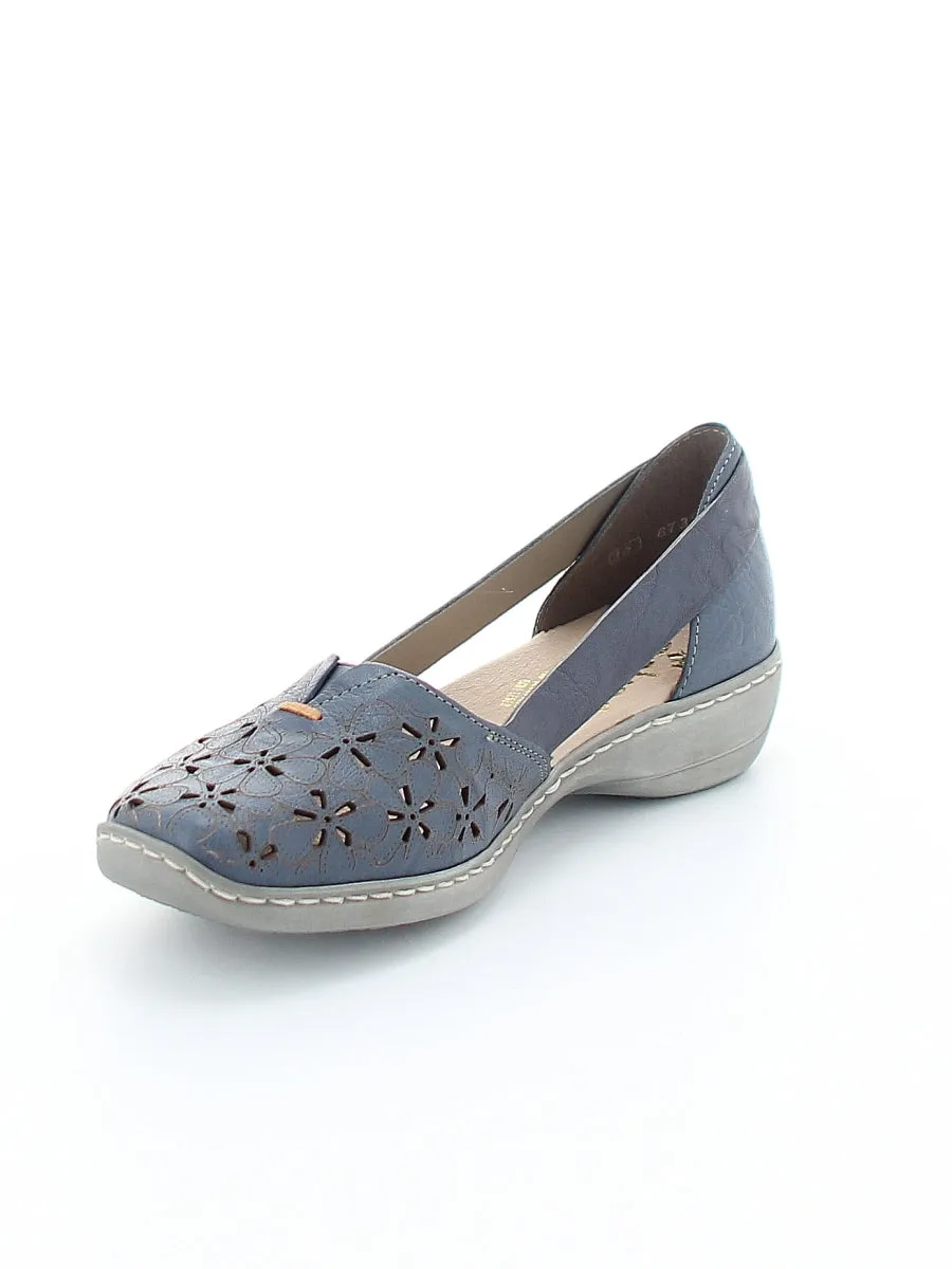 Ladies Rieker Blue Shoes Summer Soft Comfort Leather 41356-12 sale