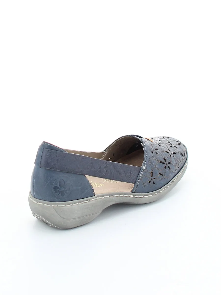 Ladies Rieker Blue Shoes Summer Soft Comfort Leather 41356-12 sale