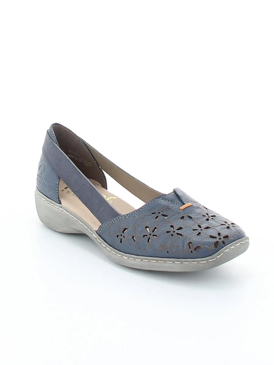 Ladies Rieker Blue Shoes Summer Soft Comfort Leather 41356-12 sale