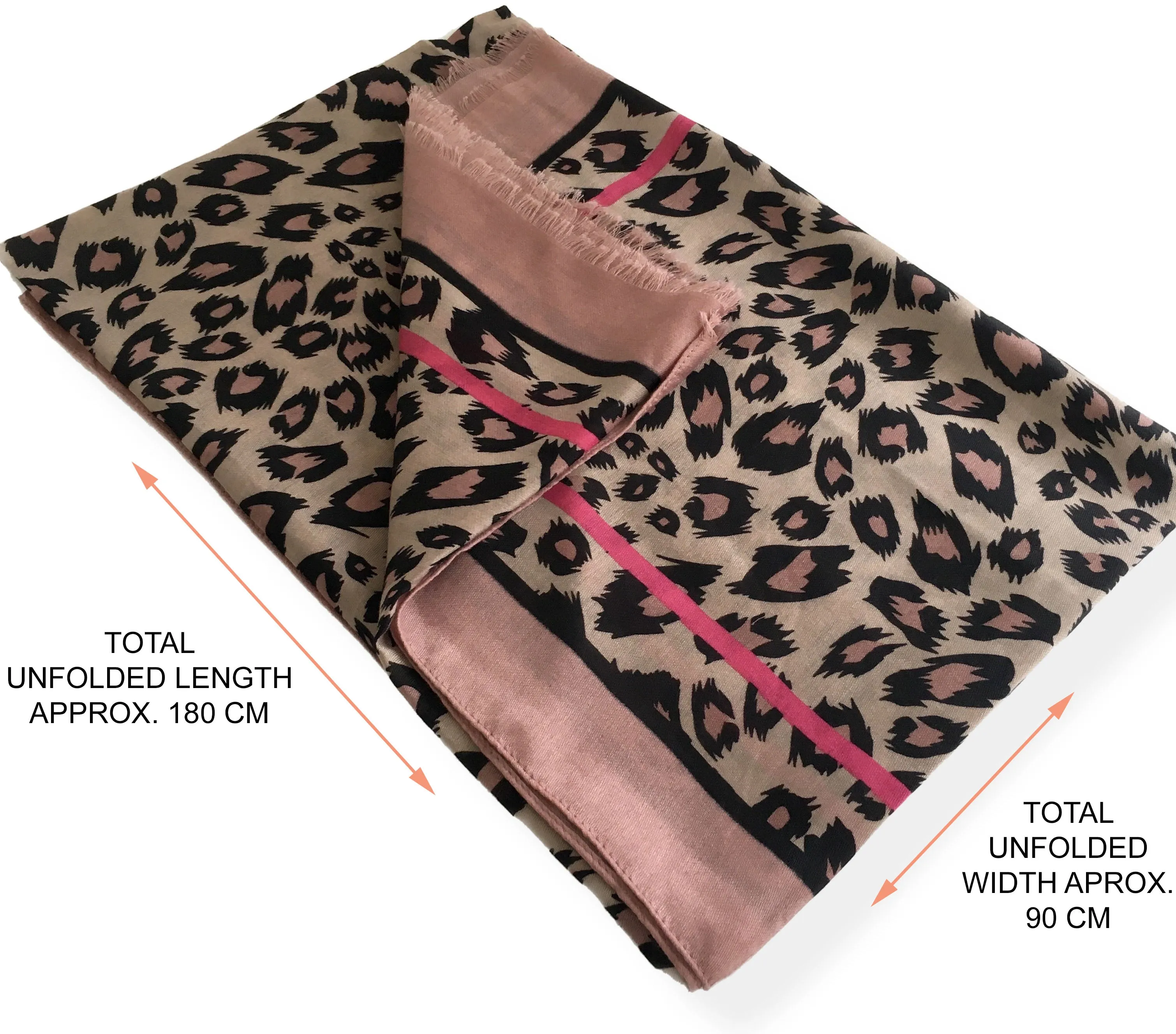 LARGE BLUSH PINK STRIPE LEOPARD PRINT SCARF