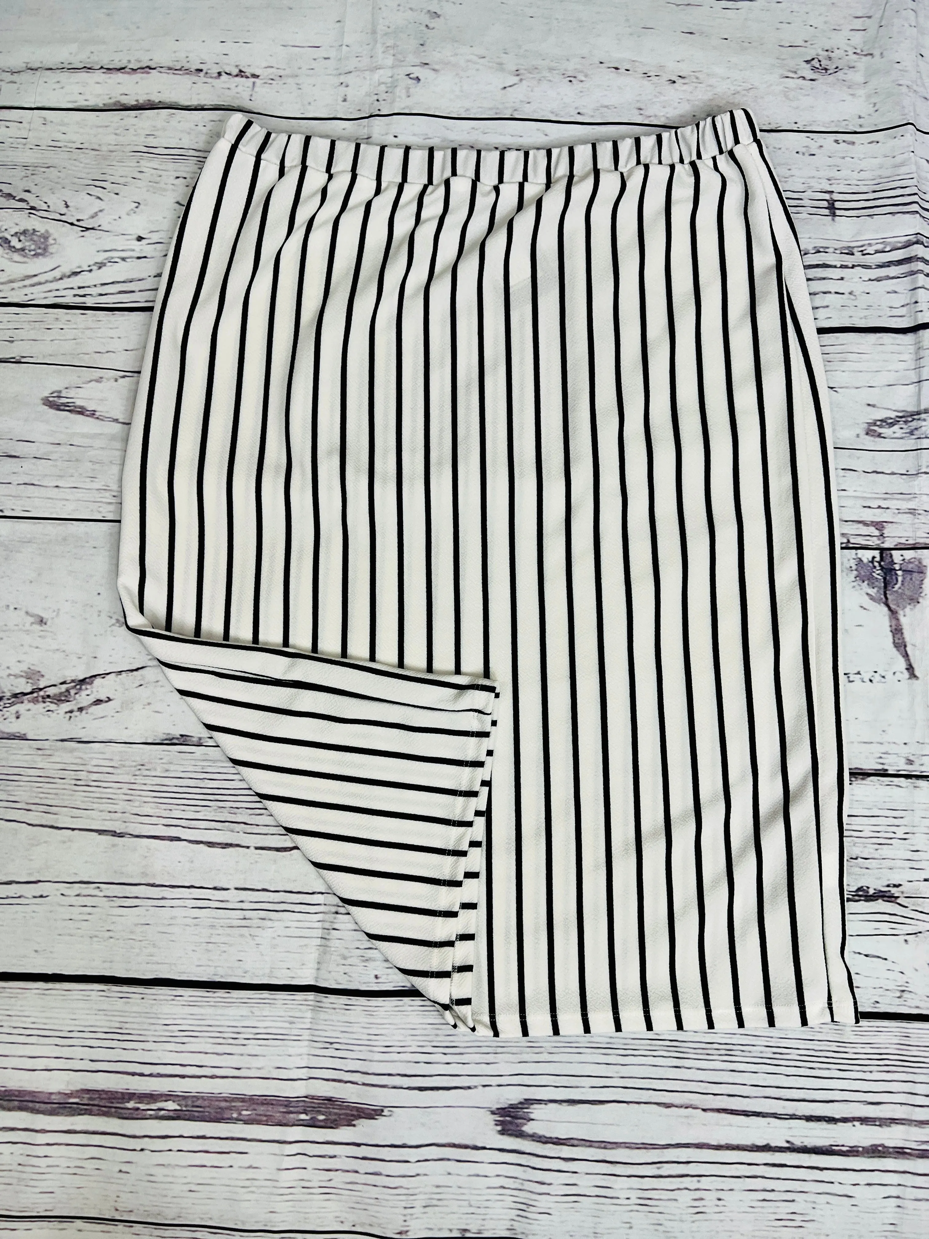 Laura Ivory & Black Stripe Pencil Style Skirt-(Regular & Plus)