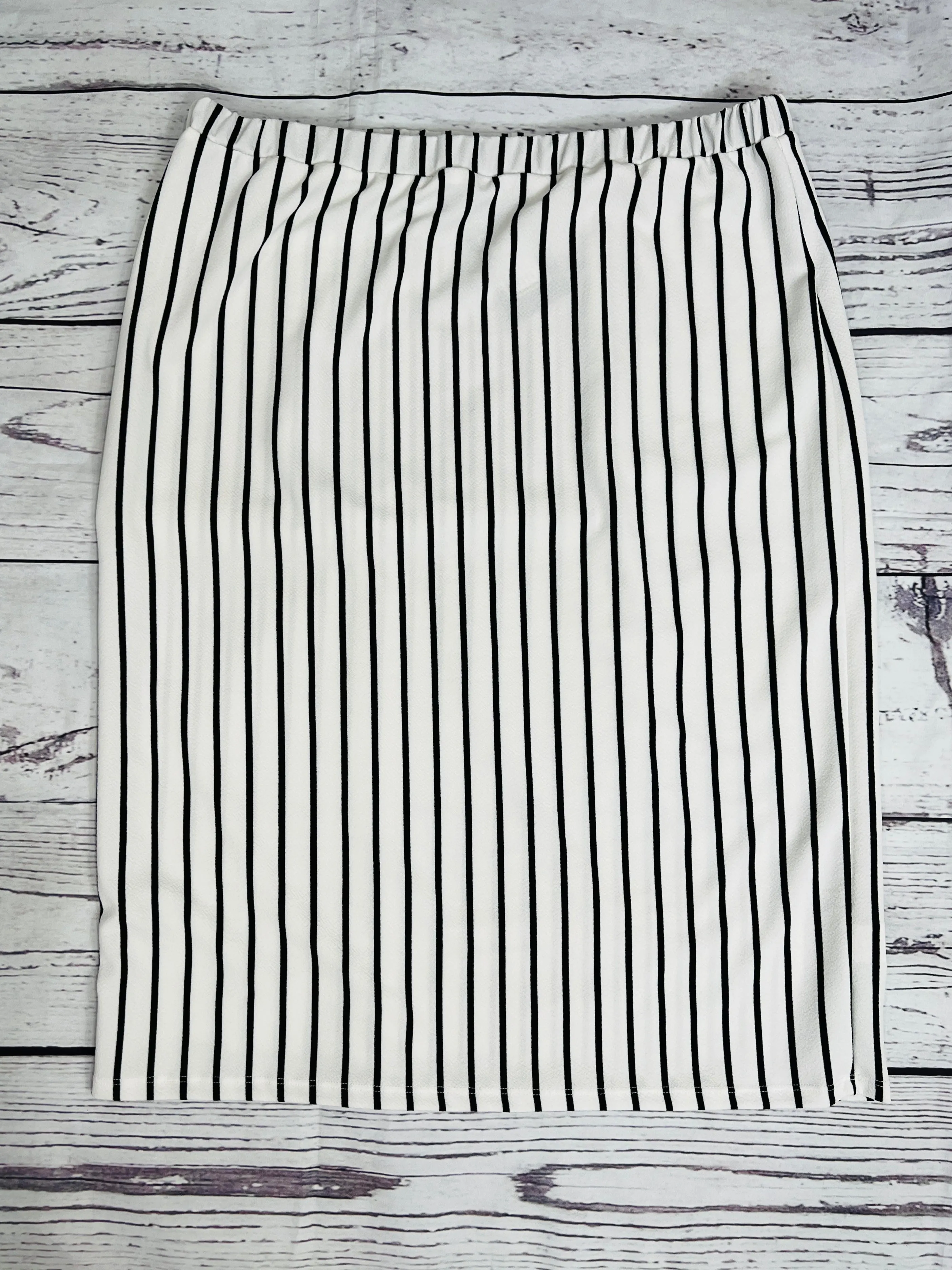 Laura Ivory & Black Stripe Pencil Style Skirt-(Regular & Plus)